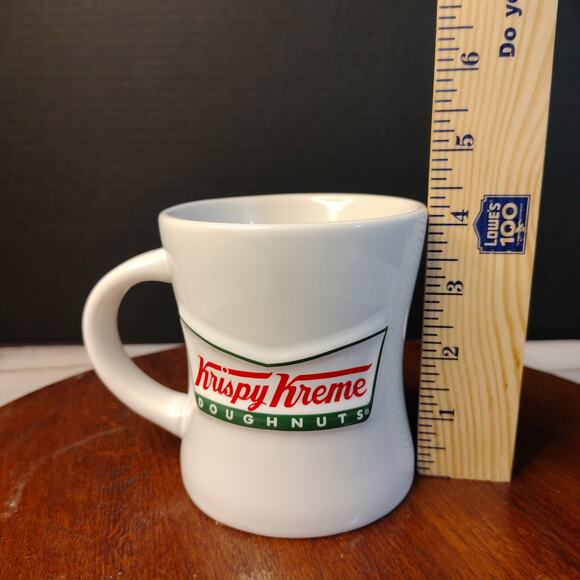 Krispy Kreme Doughnuts Coffee Restaurant‎ Diner Style Raised Logo Mug Cup 14oz - Picture 6 of 8